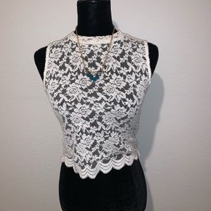 White Ambiance laced crop top